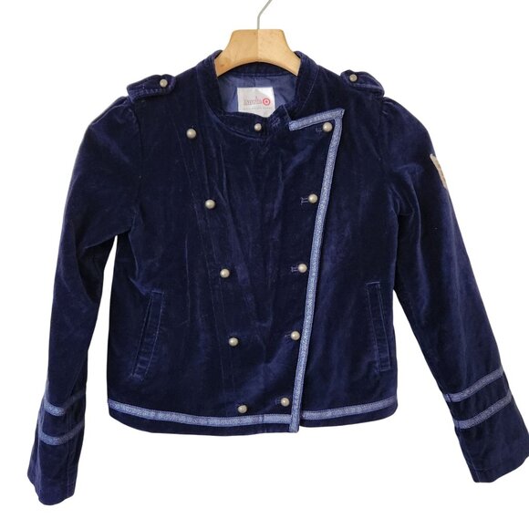Annie Other - Annie Girls Military Style Navy Blue Velvet Jacket Patches Ribbon Cute Dressy